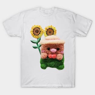 Felted farmer/ sunflower/Birthday /handmade/love/cute/little girl/baby/boy T-Shirt